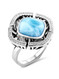 MarahLago Aspen Collection Larimar Ring with White Sapphire - 3x4