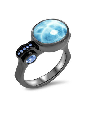 MarahLago Jada Collection Larimar Ring with Blue Spinel