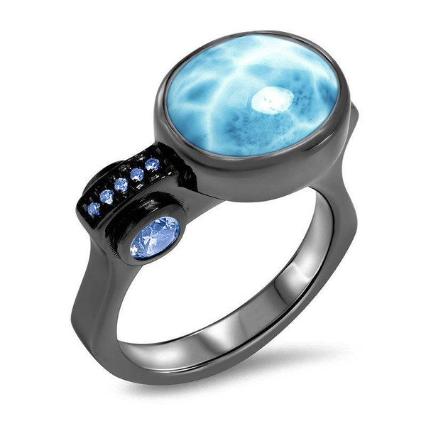 MarahLago Jada Collection Larimar Ring with Blue Spinel