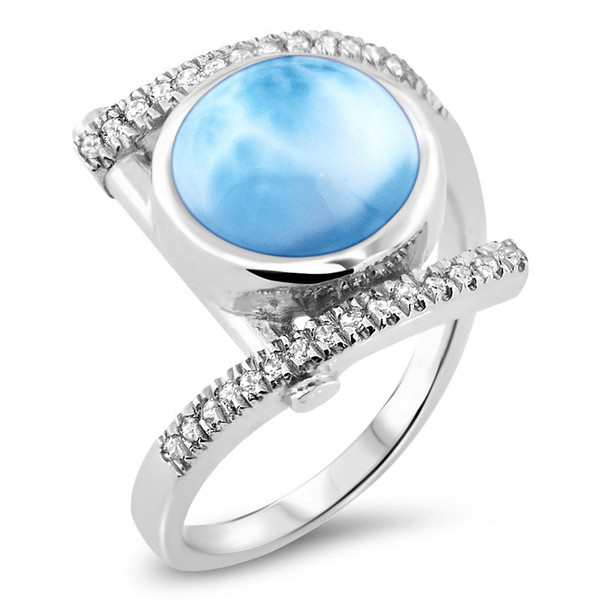 MarahLago Vixen Collection Larimar Ring with White Sapphire
