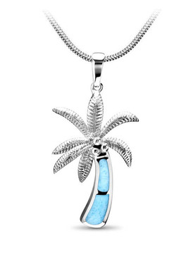 MarahLago SeaLife Collection Larimar Inlay Palm Tree Pendant - New Design