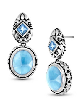 MarahLago Oceana Collection Larimar Earrings with London Blue Topaz - New Design!