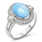 MarahLago Mist Larimar Ring with White Sapphire & Freshwater Pearl