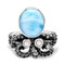 MarahLago Octopus Larimar Ring with White Sapphire - straight on