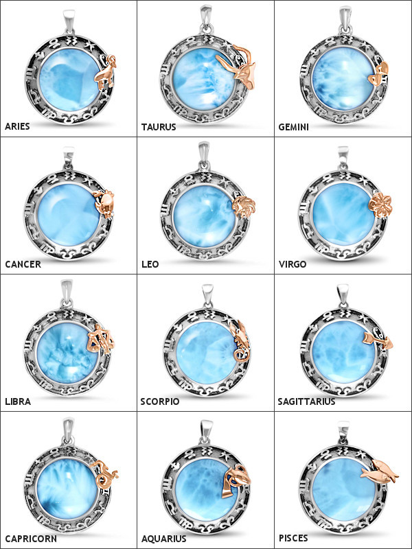 MarahLago Zodiac Sign Larimar Necklaces Larimarket