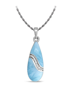 MarahLago Brook Larimar Necklace with White Sapphire - 3x4