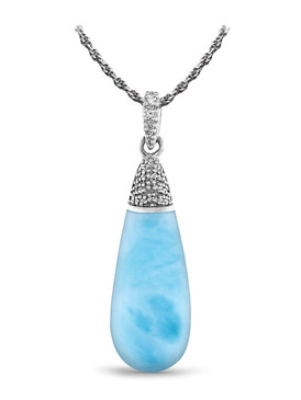MarahLago Lucia Larimar Pendant/Necklace with White Sapphire - 3x4