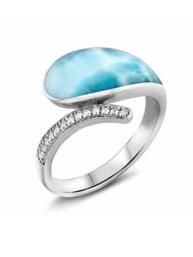 MarahLago Lucia Larimar Ring with White Sapphire - 3x4