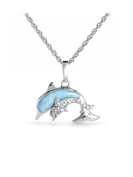 MarahLago Dolphin & Baby Larimar Necklace - 3x4