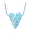 Carved Larimar Heart Necklace (MS161) - 3x4