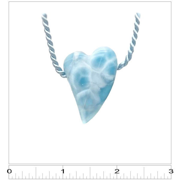 Carved Larimar Heart Necklace (MS128) ruler
