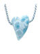 Carved Larimar Heart Necklace (MS128) 3x4