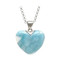 Carved Larimar Heart Necklace (LS90) 3x4
