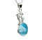 AAA Larimar Dolphin Necklace with Blue Topaz - right