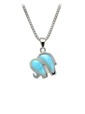 Elephant Larimar Charm/Pendant/Necklace - 3x4