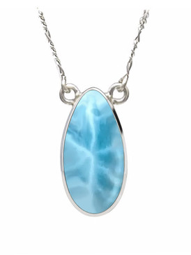 Small Elongated Oval Larimar Necklace