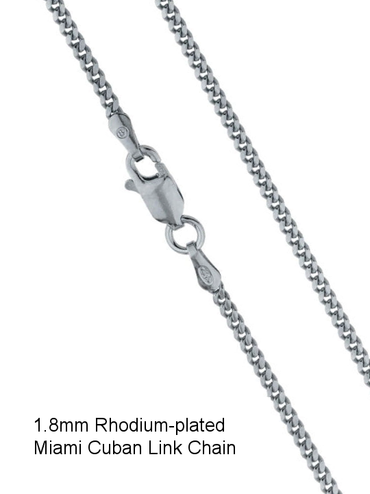Miami Cuban Rhodium-Plated Sterling Silver Chain - 18"