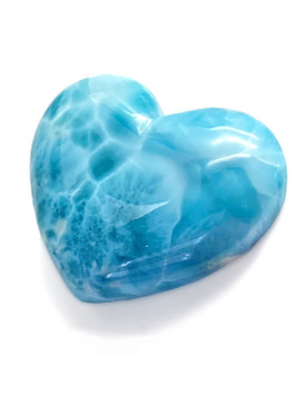 Carved Larimar Heart Palm Stone 3x4