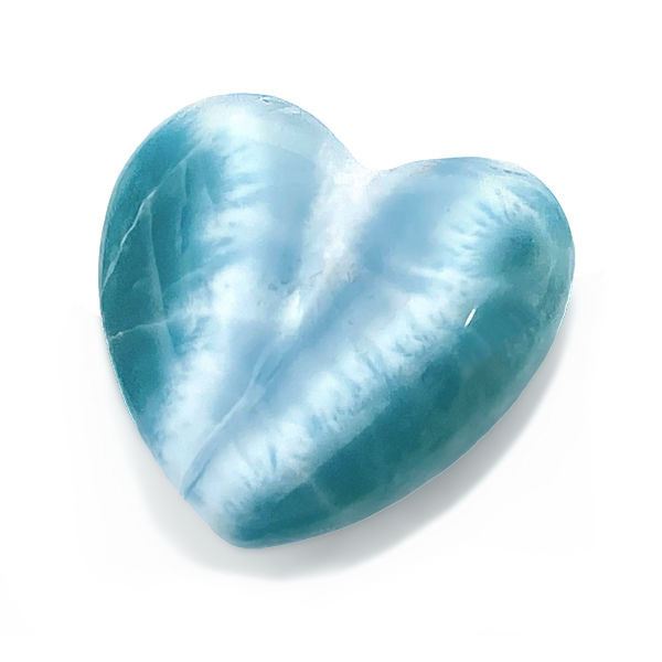 AAA Carved Larimar Heart Palm/Meditation/Healing Stone, Medium (#202)