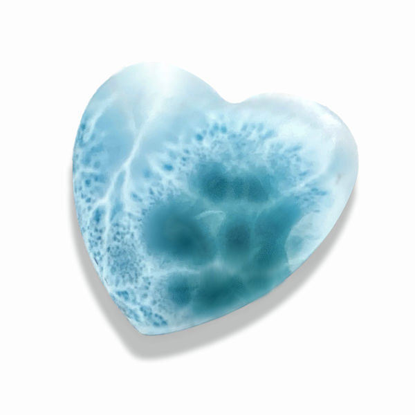 AAA Carved Larimar Heart Palm/Meditation/Healing Stone, Medium (#179)