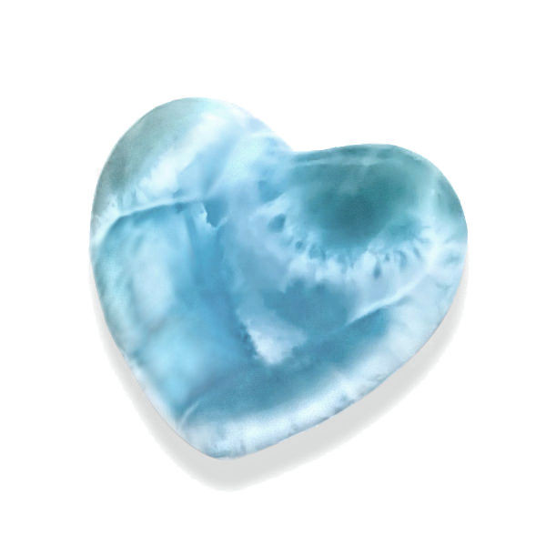 AAA Carved Larimar Heart Palm/Meditation/Healing Stone, Medium (#167)