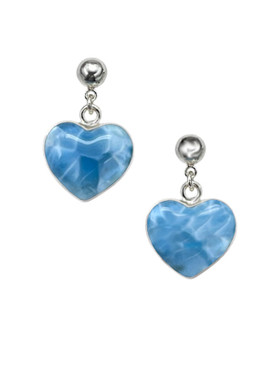 Premier Collection Larimar Heart Post Earrings (LMB-E-Heart-Post) - Example