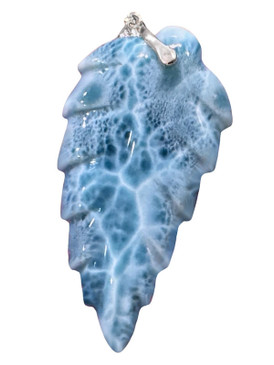 Premier Collection Carved Larimar Feather Pendant (#7824)