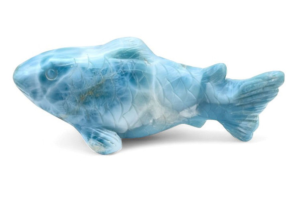  Carved Larimar Dolphin (#934)  - "front" side