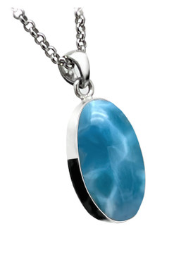 Premier Collection Oval Larimar Pendant - Small (#LMB-103)