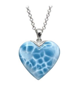 Premier Collection Double-Sided Larimar Heart Pendant -Merdium (#LMB-H088)