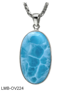 Premier Collection Oval Larimar Pendant - Medium/Large (#LMB-OV224)