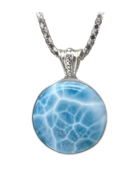 Premier Collection Round Larimar Pendant - Medium (#LMB-RN235)