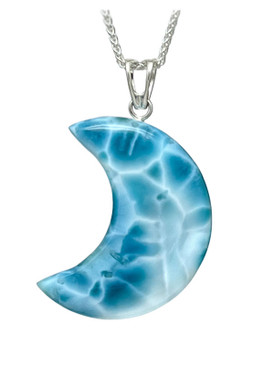 Premier Collection Double-Sided Crescent Larimar Pendant - Medium/Large (#LMB-215)