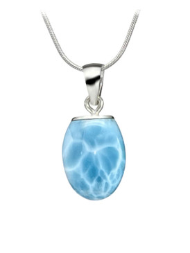 Premier Collection Double-Sided Oval Larimar Necklace - Small (#LMB-058)