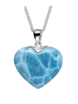 Premier Collection Double-Sided Larimar Heart Pendant -Medium (#LMB-H166)