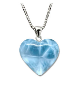 Premier Collection Double-Sided Larimar Heart Pendant -Small (#LMB-H077)