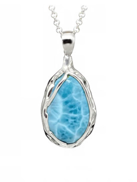 Freeform Teardrop Larimar Pendant - Medium (PLC-173)