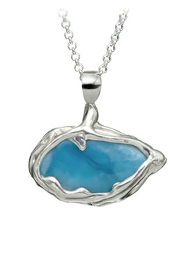 Freeform Teardrop Larimar Pendant - Medium (PLC-182)