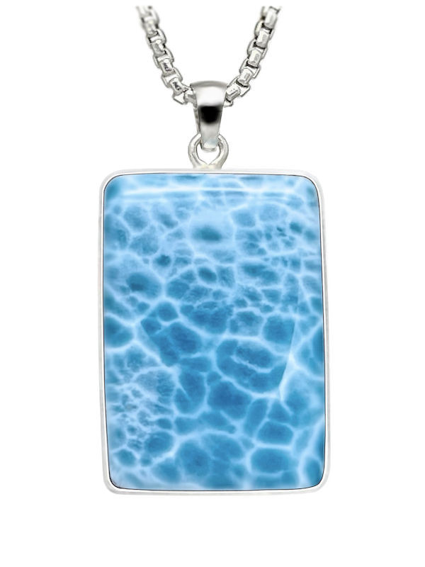 Museum Quality Premier Collection Rectangular Larimar Pendant - Large (#LMB-349R)