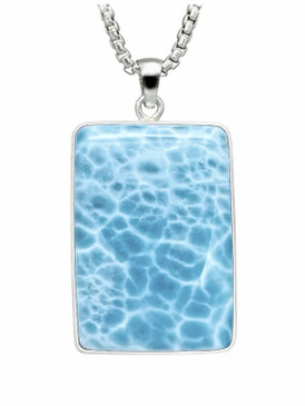 Museum Quality Premier Collection Rectangular Larimar Pendant - Large (#LMB-349R)