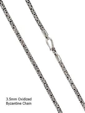 Oxidized Sterling Silver 3.5mm Byzantine Chain - 20"