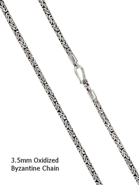 Oxidized Sterling Silver 3.5mm Byzantine Chain - 20"