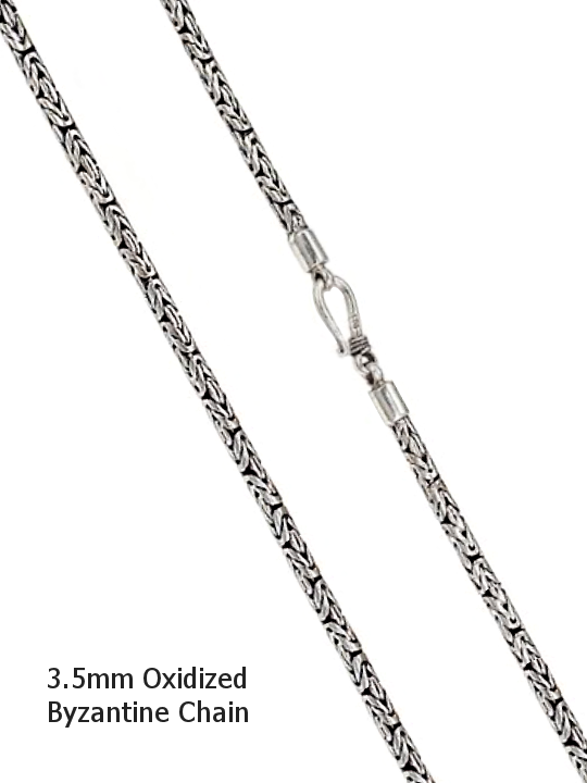 Oxidized Sterling Silver 3.5mm Byzantine Chain - 20"