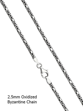 Oxidized Sterling Silver 2.5mm Byzantine Chain - 20"