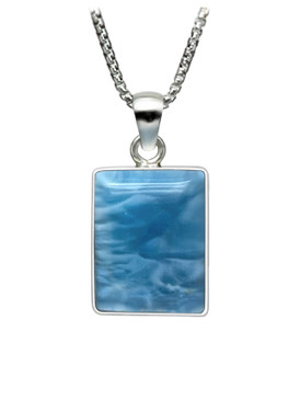 Premier Collection Rectangular Larimar Pendant - Small (#LMB-116R)