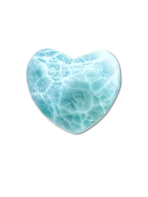 Carved Larimar Heart Palm/Meditation/Healing Stone, Medium (#187)