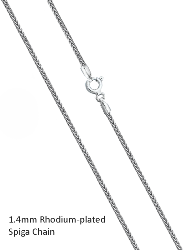 Sterling Silver 1.4mm Rhodium-plated WHEAT/SPIGA Chain