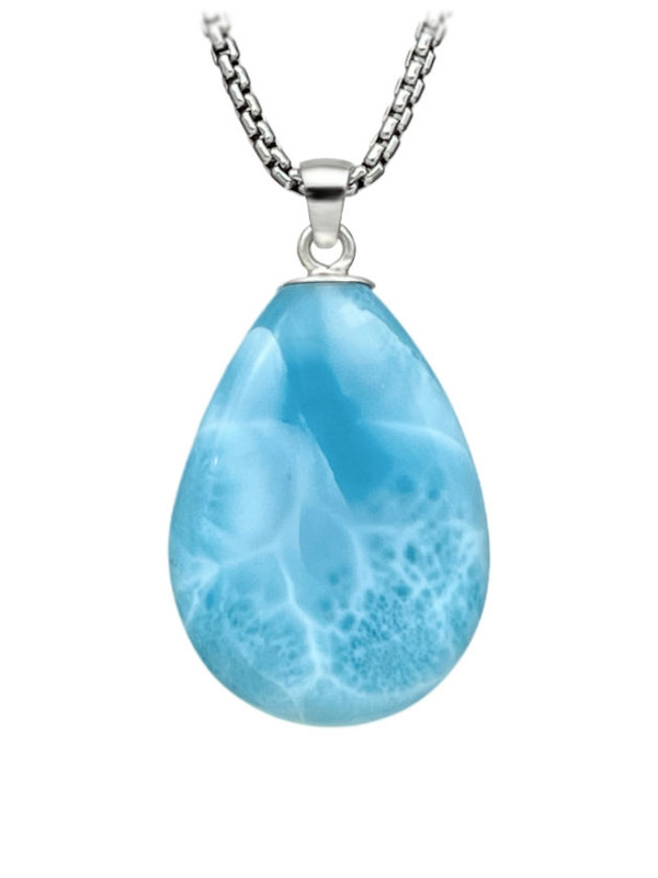 Premier Collection Double-Sided Teardrop Larimar Pendant - Large (#LMB-200TD2)