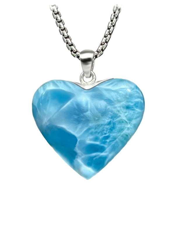 Premier Collection Double-Sided Larimar Heart Pendant - Large (#LMB-216H)