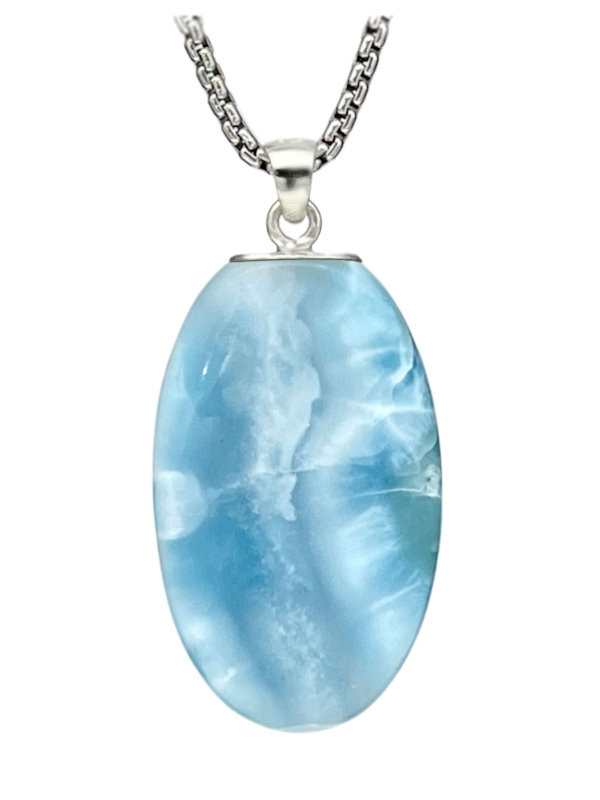 Premier Collection Double-Sided Oval Larimar Pendant - Large (#LMB-226)